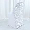 thumbnail image 5 of Balsa Circle White Satin Rosette Back Spandex Stretchable Fitted Folding Chair Cover Party Events Decorations, 5 of 8