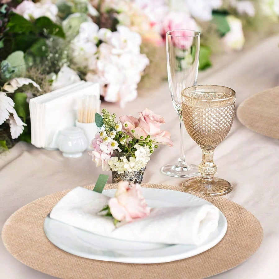100 Pieces Fall Burlap Placemats Burlap Round Reusable Placemats Brown Table Mats Circle Rustic Table Decorations For Wedding Christmas Dinner Holiday Farmhouse Supplies 11.8 Inches