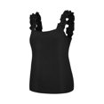 thumbnail image 4 of Hauts Sans Manches pour Femmes Dames Ample Sans Manches Uni Col Carré Chandail Court Hauts Chemise, 4 of 9