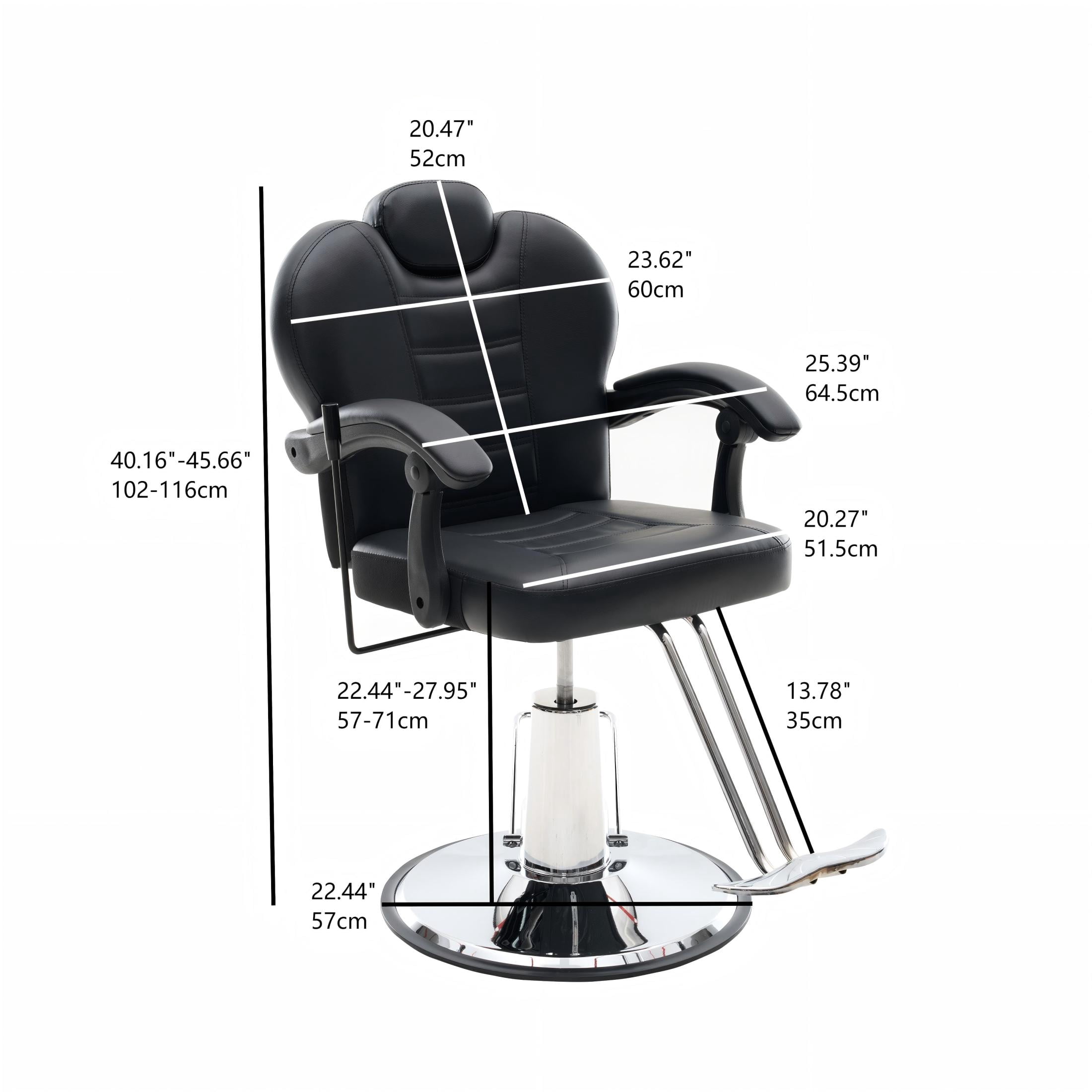 Noble House Heavy Duty Reclining Barber Chair, 360° Swivel Salon Chair with Hydraulic Pump, Black
