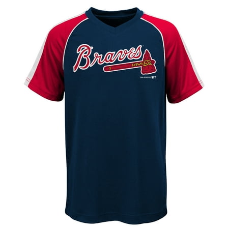 MLB Atlanta Braves TEE Short Sleeve Boys Fashion Jersey Tee 100% Polyester Pin Dot Mesh Jersey Team Tee