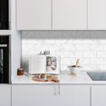 thumbnail image 5 of 16 Pcs White Marble Peel &amp; Stick Backsplash Tiles - Waterproof PVC Wall Stickers for Kitchen, Bathroom, Laundry Room - Self-Adhesive, Easy DIY Renovation Decor, 5 of 9