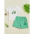 thumbnail image 4 of Qmyliery Baby Toddler Boy Golf Outfit Cart Embroidery Short Sleeve T-shirt Plaid Shorts with Pockets 2 Pcs Set 6 12 18 24 Months 3 Years, 4 of 10
