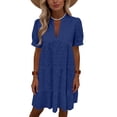 thumbnail image 5 of Fashion Beach Dresses for Womens Plus Size Summer Solid Short Sleeve V-Neck Lace Lightweight Maxi Wedding Guest Dresses, 5 of 8