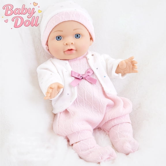 Qocolcyl 12 Inch Weighted Realistic Reborn Baby Doll with Clothes, Soft Washable Silicone Newborn Pretend Play Doll, Stress Relief Companion Toy, Christmas Birthday Gift for Kids Girls Adults Ages 3