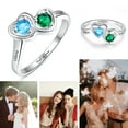thumbnail image 3 of JQUEEN Women's Personalized 925 Sterling Silver Mothers Rings 2 Simulated Birthstones Customized Name Rings for Couple Band Size 5-12, 3 of 5