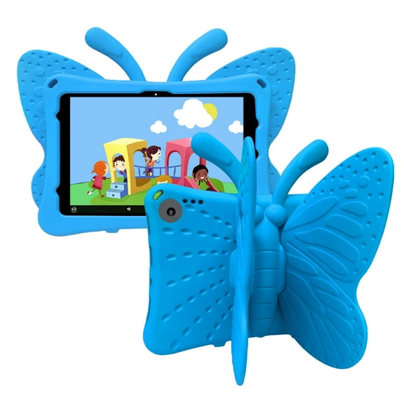 Feishell for Amazon Fire HD10/HD10 Plus (11th Generation) Kids Friendly Case,3D Cute Butterfly Adjustable Wings Light Weight EVA Foam Kickstand Shockproof Child Proof Protective Case,Blue
