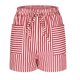thumbnail image 4 of Pantalones Cortos Casuales de Verano para las Mujeres Cordón de Bolsillo a Rayas de Moda, Desgaste Callejero de Poliéster Aireado, 4 of 6