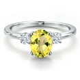 thumbnail image 3 of Gem Stone King 14K White Gold Canary Mystic Topaz and White Zirconia Engagement Ring for Women | 1.78 Cttw | Oval 8X6MM | Gemstone November Birthstone | Size 7, 3 of 6