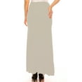 thumbnail image 3 of Moa Collection Women's Plus Size Casual Solid High Waisted A -line Maxi Skirt with an elastic Waistband, 3 of 6