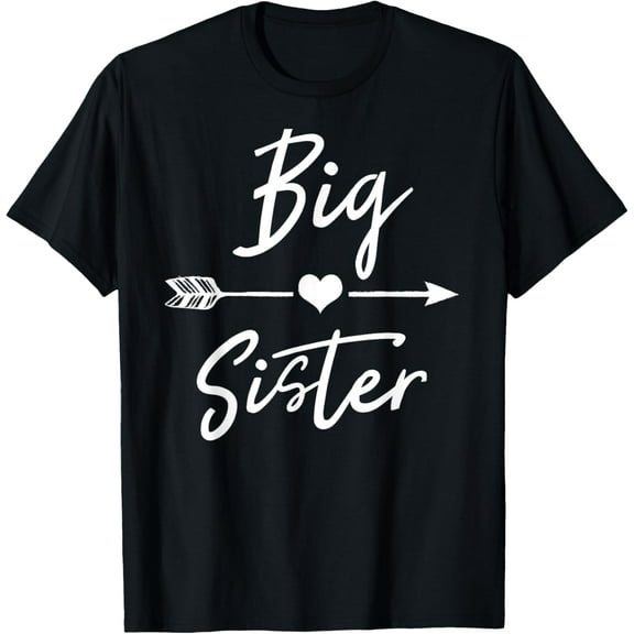 Big sister cute girls womens heart arrow love T-Shirt men and women can wear, black, white, gifts