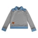 thumbnail image 5 of Sudadera con capucha de manga larga para niñas de 5 a 14 años, color liso, con solapa y parches de mezclilla, 5 of 9