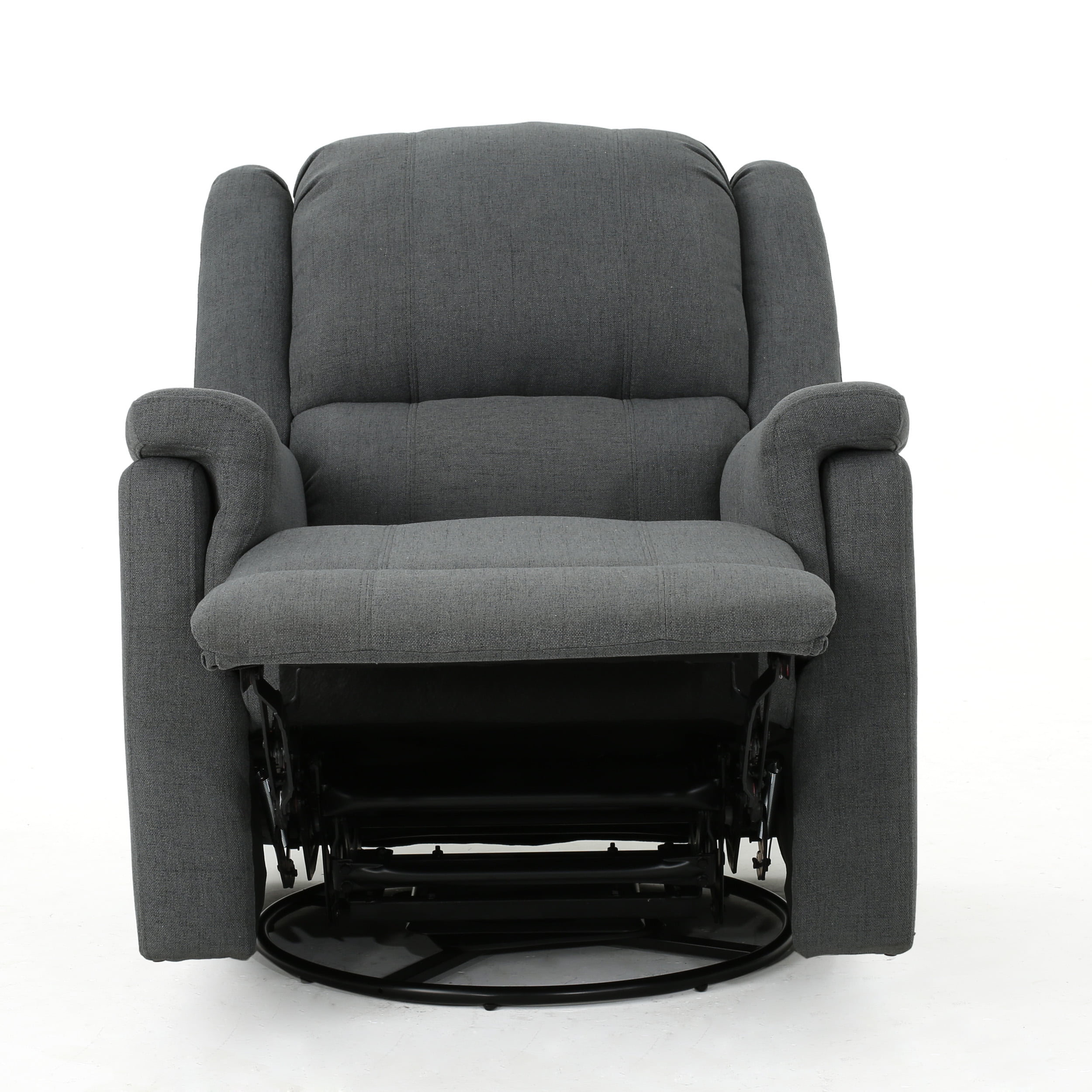 Euroco Charcoal Fabric Glider Recliner with Swivel, Manual Reclining Chair