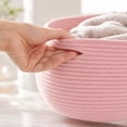 thumbnail image 5 of Large Woven Blanket Basket,Cotton Rope Laundry Basket Hamper with Handles, Decorative Nursery Basket Storage Bin for Toys, Clothes Organizer, Living Room, Bedroom, Bathroom (Pink), 5 of 8