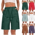 thumbnail image 5 of Smsaxvxz Cargo Shorts for Women Fashion Solid Drawstring Elastic Waist Casual Loose Summer Beach Pants Green XL, 5 of 5