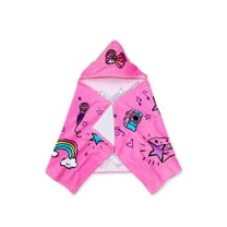 Jojo Siwa Kids Bath and Beach Hooded Towel Wrap, 51 x 22, 100% Cotton, Pink, Nickelodeon