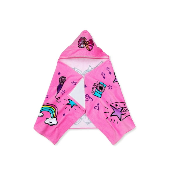 Jojo Siwa Kids Bath and Beach Hooded Towel Wrap, 51 x 22, 100% Cotton, Pink, Nickelodeon