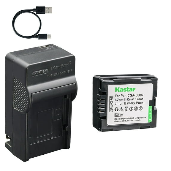 Kastar 1-Pack Battery and AC & USB-C Charger, Compatible with Panasonic CGA-DU06 DU07 NV-GS35 GS50 GS80 GS150 GS180 GS300 GS400 GS500, Hitachi DZ-BP7 DZ-GX20 GX25M HS300 HS303 HS500 HS903 Camcorders