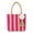 Pink Daisy, variant on Girls Straw Mini Tote Bag with Cherry Bag Charm, Red Stripes