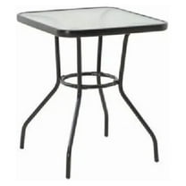 Sunny Isles 24 Inch Outdoor Patio Bistro Dining Table Backyard Squared Furniture with Tempered Glass , Black