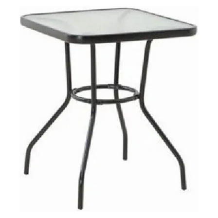 Sunny Isles 24 Inch Outdoor Patio Bistro Dining Table Backyard Squared Furniture with Tempered Glass , Black