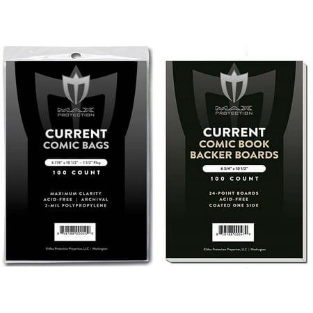100 Cur Size Ultra Clear Comic Book Bags And Boards By Max Pro Qty