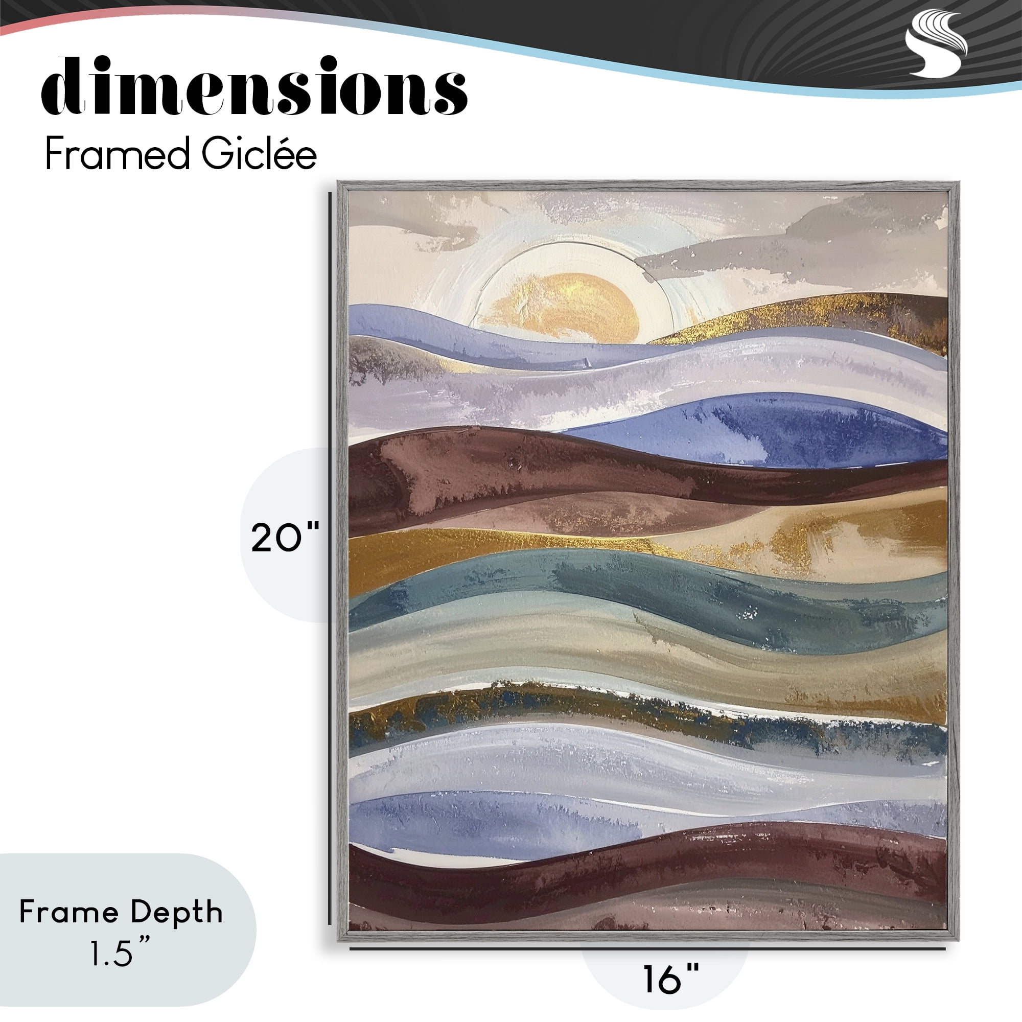 Stupell Industries Layered Ocean Flow Gray Framed Giclee Art, design by Alonza Saunders