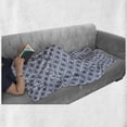 thumbnail image 5 of Moroccan Soft Flannel Fleece Blanket, Floral Inspired Classical Oriental Damask Repeating Simplistic Print, Cozy Plush for Indoor and Outdoor Use, 50" x 70", Off White Dark Sky Blue, by Ambesonne, 5 of 5