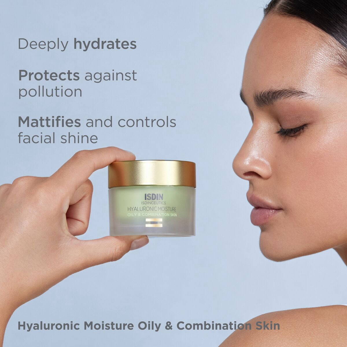 ISDIN Isdinceutics Hyaluronic Moisture Oily & Combination Skin, Mattifying Moisturizer, 1.76 Oz (50g)