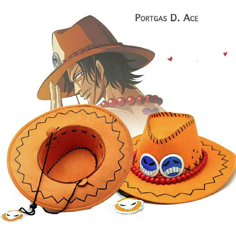 1PC Anime Fire Fist Portgas D. Ace and Luffy Hat Visor Western Cowboy Hat  Gift - for Cosplay Pirates Cap Anime Costume Party 