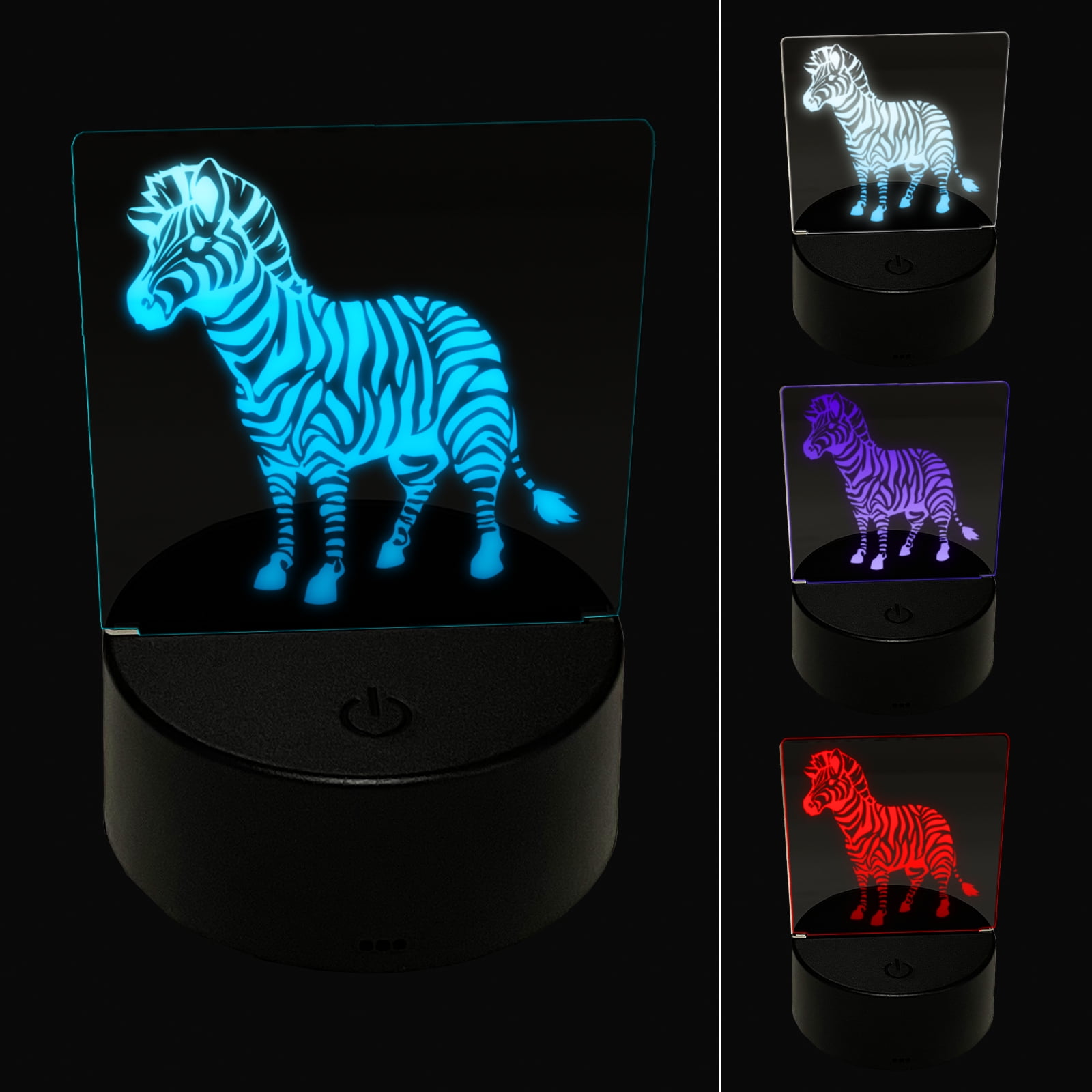 Abstract Striped Zebra LED Night Light Sign 3D Illusion Desk Nightstand