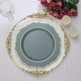 thumbnail image 2 of BalsaCircle 10 Dusty Blue 10.5" Round Plastic Dinner Plates Gold Scalloped Rim, 2 of 8