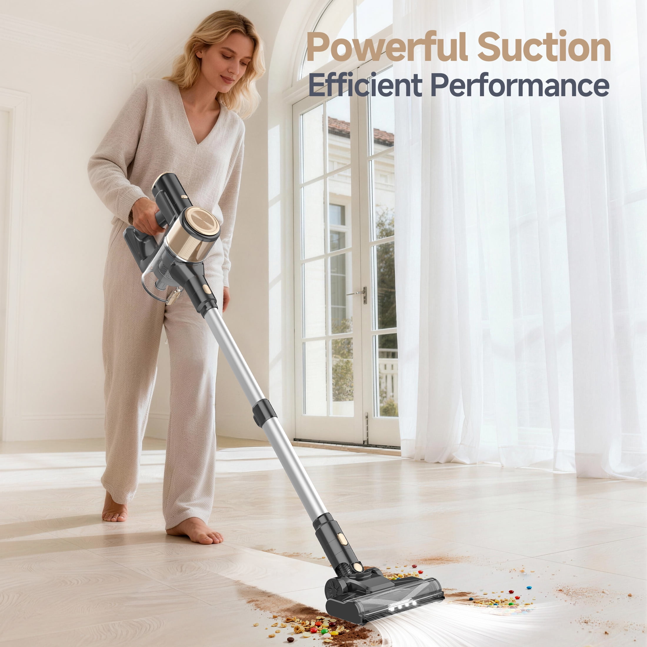 YOMA Cordless Vacuum Cleaner,Lightweight Handheld&Stick Vacuum for Home Hard Floor Carpet Pet Hair