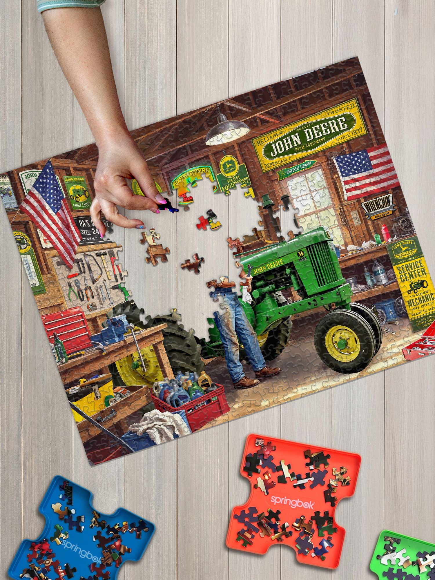 Springbok John Deere Grandpa's Garage 1000 Piece Jigsaw Puzzle for Adults - Poster Included