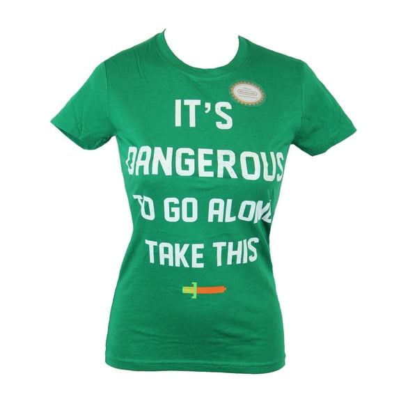 Legend of Zelda Girls Juniors T-Shirt - "It's Dangerous to Go Alone Take This" (X-Small)