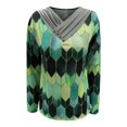 thumbnail image 3 of Blouse à Manches Longues avec Col Brodé Imprimé Teinture sur Nœuds pour Femmes, 3 of 4