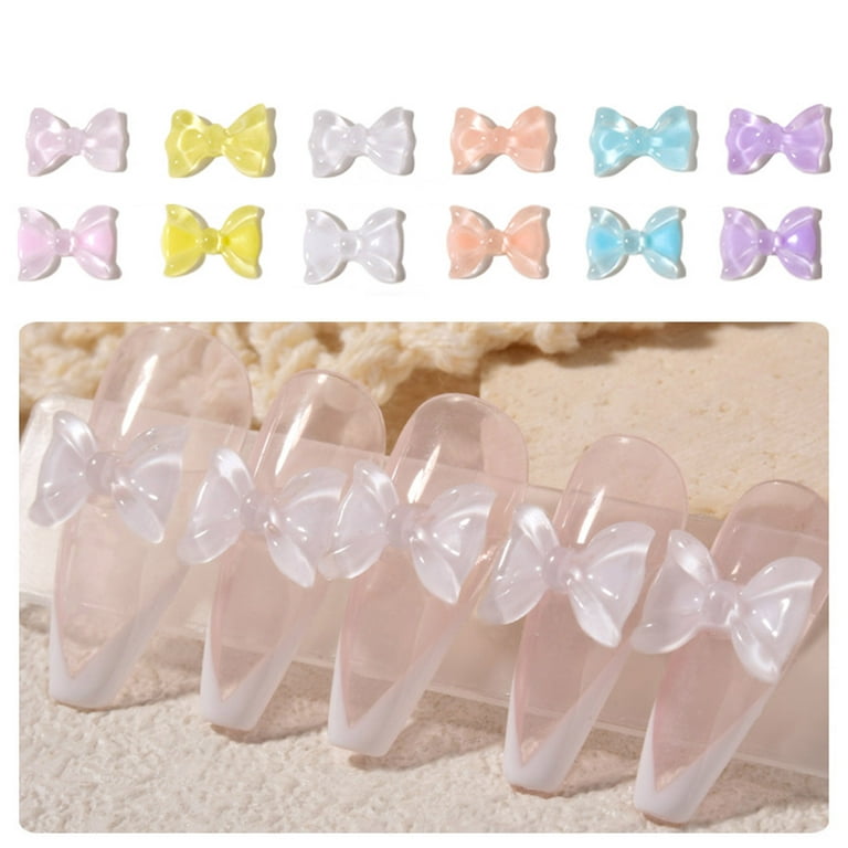 50Pcs Nail Art Jewelry Exquisite Bow Charms Accessories Colored Resin Nail  Art Decoration Nail Supplies 