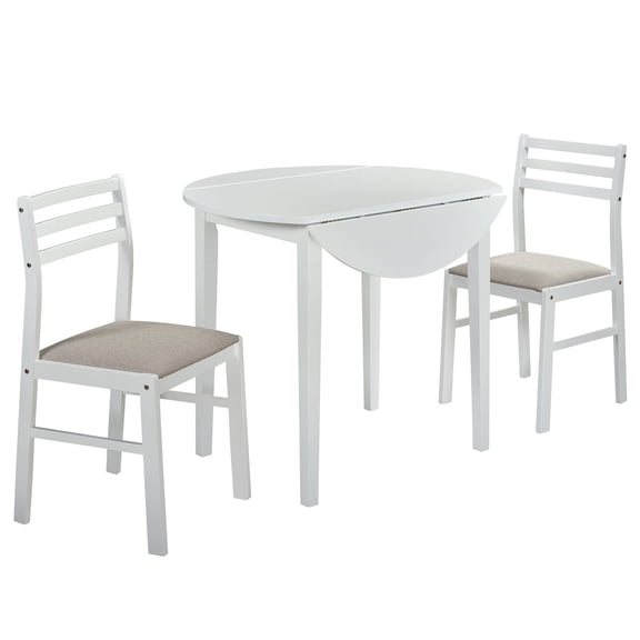 Bucknell 3-piece Round Drop Leaf Dining Table Set White