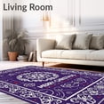 thumbnail image 2 of ODIKA 4'x6' Machine Washable Non-Slip Area Rug, Snowflake Swirl Delight Christmas with Festive Lettering Accents High Traffic Rug, Purple, 655877, 2 of 7