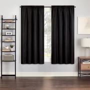 Eclipse Samara Solid Blackout Curtains, Single Curtain Panel, 63 Inch Long Blackout Curtains, 42 W x 63 L, Black