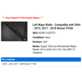 thumbnail image 2 of Left Wiper Blade - Compatible with 2004 - 2015, 2017 - 2018 Nissan TITAN 2005 2006 2007 2008 2009 2010 2011 2012 2013 2014, 2 of 6