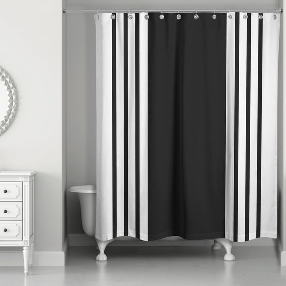 Creative Products Black Farmhouse Stripe 71x74 Shower Curtain