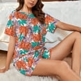 thumbnail image 4 of Fuzoiu Hawaiian Style Print Women's Short-Sleeved Pajama Set,Lounge Sleepwear Set,Womens Pajama Sets 2 Piece,Button-Up Top and Shorts with Pockets-X-Large, 4 of 7