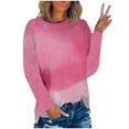 thumbnail image 2 of KBODIU Womens Plus Size T-Shirts Gradient Tie-Dye Print Casual Blouses Tops Oversized Long Sleeve Round Neck Loose Fit Blouses Fall Basic Pullover Sweatshirts, 2 of 4