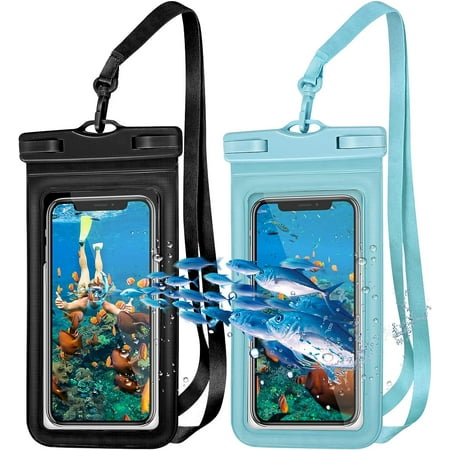 Juyafio Multi-Device Waterproof Phone Case: IPX8 Certified for iPhone/Android, Ideal for Outdoor Adventures, Beach Visits, Tourists & Tech Lovers, Stylish 8.3-inch Black+Blue Design, Max Protection