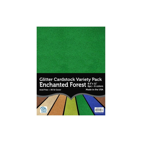 Paper Accents Cardstock Variety Pack Glitter 8.5"x 11" Enchanted Forest 6pc