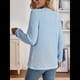 thumbnail image 5 of Camiseta Informal de Punto de Larga con Cuello Redondo y Botones A Rayas para Mujer Azul XL, 5 of 9