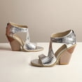 thumbnail image 3 of SACFOF Womens Fashion Wedge High Heels Hollow Out Sandals Open Toe Back Zipper Summer Shoes, 3 of 6