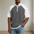 thumbnail image 5 of Men's Stand Collar T-Shirt, Sports Zipper Top Quick Dry Breathable, Short Sleeve Half Zip Athletic Fit, Moisture Wicking Stretch Fabric, Casual Gym Workout Running Golf | Zenithor,Gray XL, 5 of 6