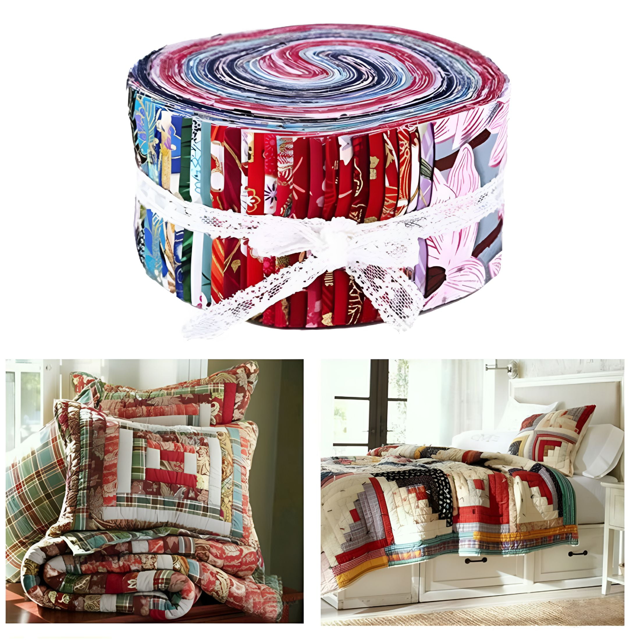 AUQ 2026 New Jelly Roll Fabric,Fabric Bundle,For Quilting,Patchwork,Sewing,Crafts,Quilting Fabric with Different Color Patterns,Patchwork Craft Cotton Fabric for Sewing(6.25×100Cm)